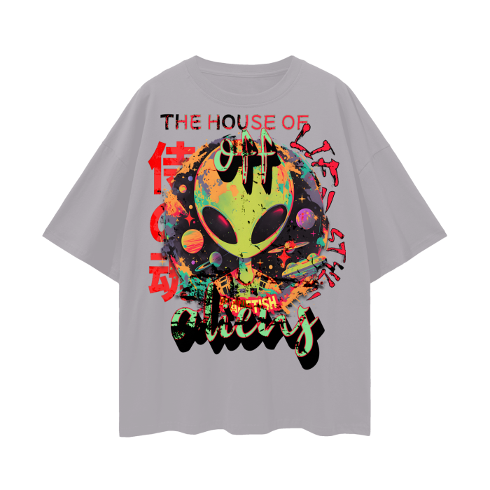 FROM "THE HOUSE OF OFFPLANETISH" THE ALIEN ART COLLECTION Oversize Deep Drop Shoulder Tee - 190 GSM