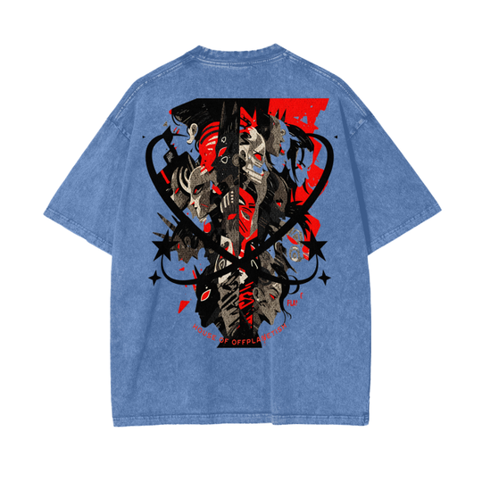 FROM "THE HOUSE OF OFFPLANETISH" THE ALIEN ART COLLECTION Acid Wash Oversize T-Shirt - 250 GSM