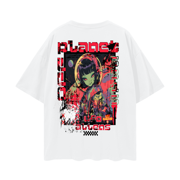 FROM "THE HOUSE OF OFFPLANETISH" THE ALIEN ART COLLECTION Oversize Deep Drop Shoulder Tee - 190 GSM