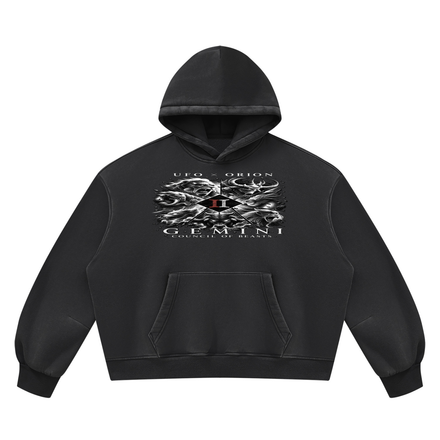 UFO × ORION — GEMINI Vintage Wash Boxy Fleece Hoodie