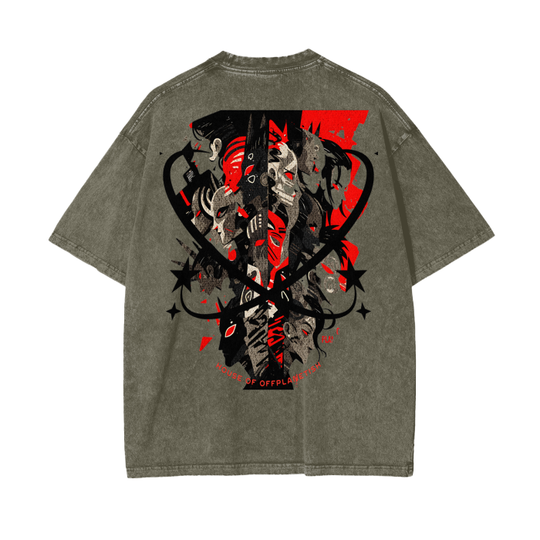 FROM "THE HOUSE OF OFFPLANETISH" THE ALIEN ART COLLECTION Acid Wash Oversize T-Shirt - 250 GSM