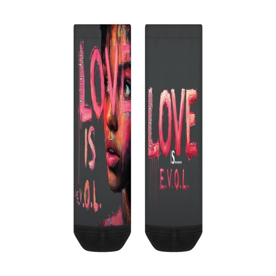 FROM "THE HOUSE OF OFFPLANETISH" E.V.O.L. Collection All-Over Print Color Matching Crew Socks