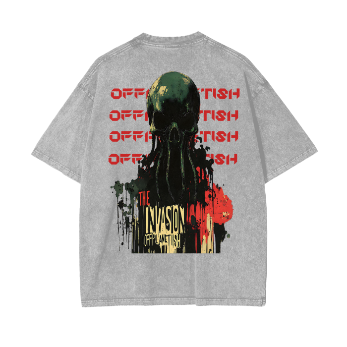 FROM “THE HOUSE OF OFFPLANETISH “ THE INVASION Acid Wash Oversize T-Shirt - 250 GSM