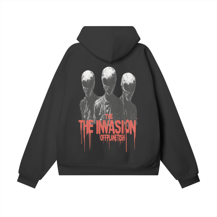 FROM ‘THE HOUSE OF OFFPLANETISH “ “THE INVASION “ COLLECTION Oversize Heavyweight Hidden Pocket Fleece Hoodie - 460 GSM