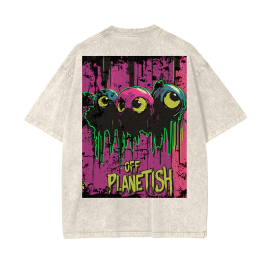 FROM “THE HOUSE OF OFFPLANETISH “ OFFPLANET ALIEN Acid Wash Oversize T-Shirt - 250 GSM