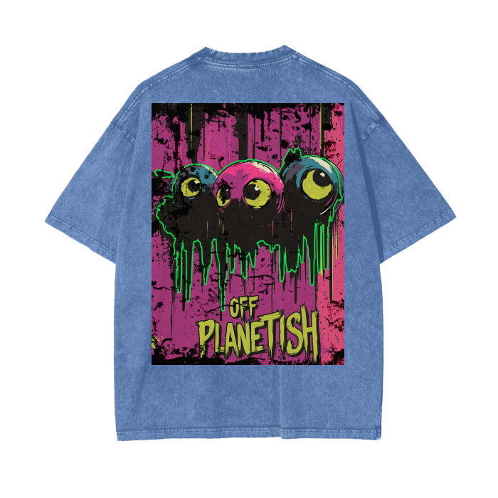 FROM “THE HOUSE OF OFFPLANETISH “ OFFPLANET ALIEN Acid Wash Oversize T-Shirt - 250 GSM