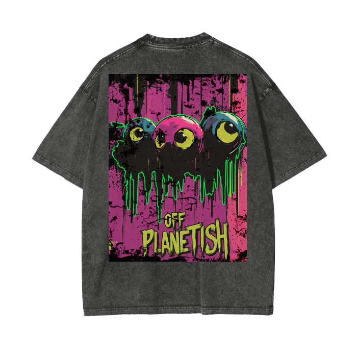 FROM “THE HOUSE OF OFFPLANETISH “ OFFPLANET ALIEN Acid Wash Oversize T-Shirt - 250 GSM