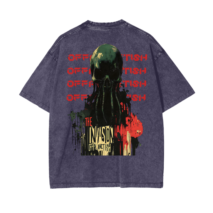 FROM “THE HOUSE OF OFFPLANETISH “ THE INVASION Acid Wash Oversize T-Shirt - 250 GSM