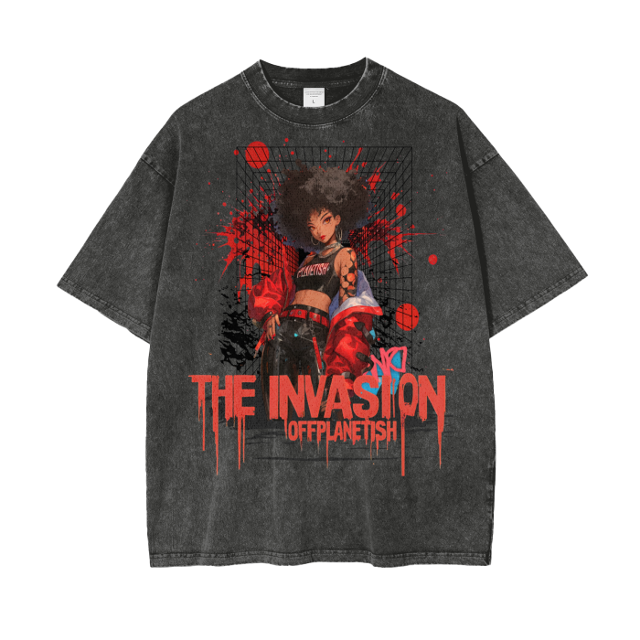 FROM”THE HOUSE OF OFFPLANETISH” THE INVASION 
Acid Wash Oversize T-Shirt - 250 GSM