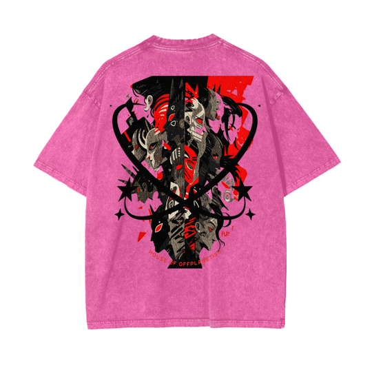 FROM "THE HOUSE OF OFFPLANETISH" THE ALIEN ART COLLECTION Acid Wash Oversize T-Shirt - 250 GSM