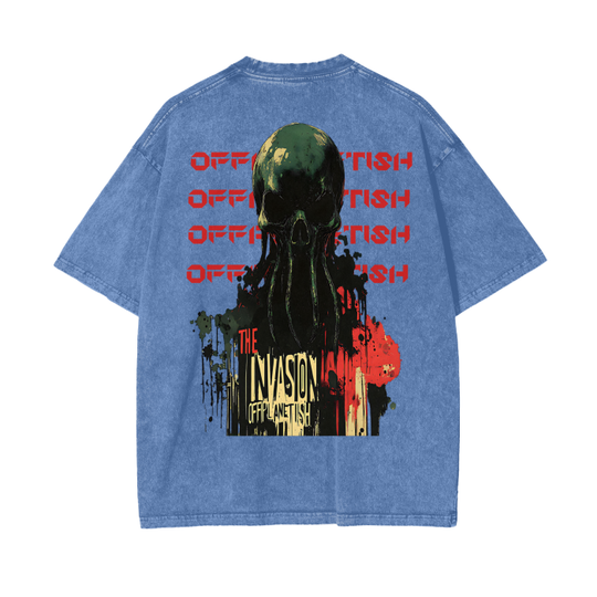 FROM “THE HOUSE OF OFFPLANETISH “ THE INVASION Acid Wash Oversize T-Shirt - 250 GSM