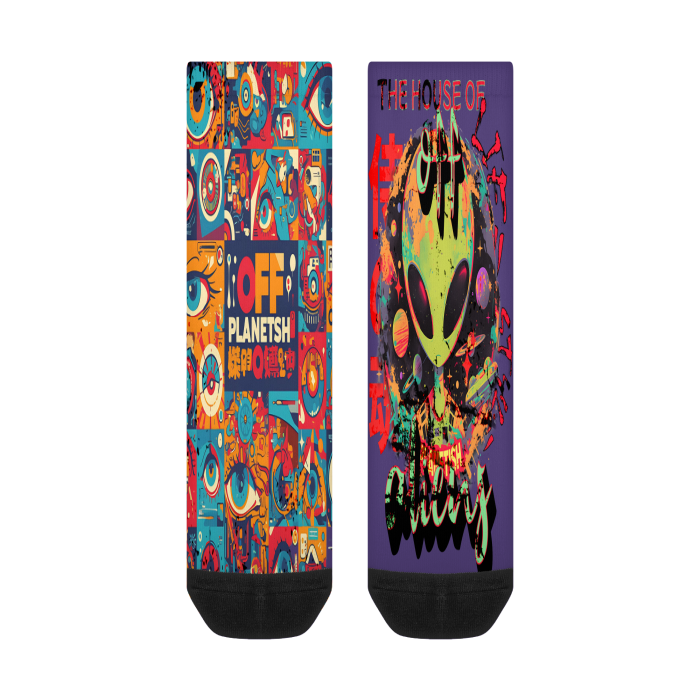 FROM "THE HOUSE OF OFFPLANETISH" THE ALIEN ART COLLECTION All-Over Print Color Matching Crew Socks