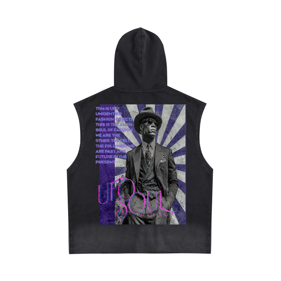 SOUL UFO 5416 Classic Vintage Washed Zip-Up Hooded Tank