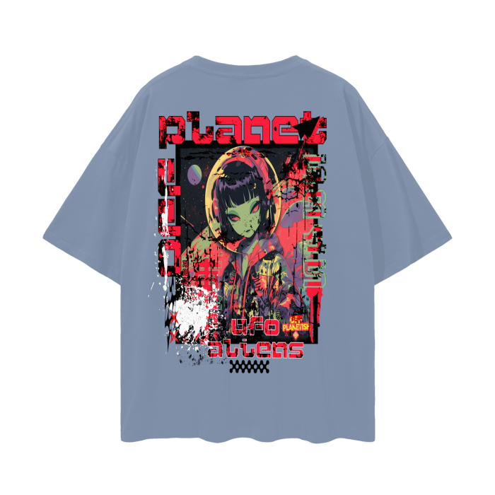 FROM "THE HOUSE OF OFFPLANETISH" THE ALIEN ART COLLECTION Oversize Deep Drop Shoulder Tee - 190 GSM