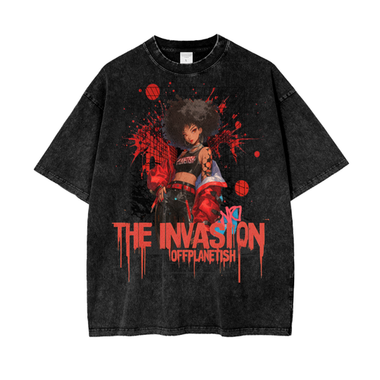 FROM”THE HOUSE OF OFFPLANETISH” THE INVASION 
Acid Wash Oversize T-Shirt - 250 GSM