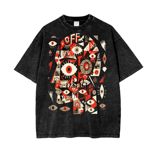 FROM "THE HOUSE OF OFFPLANETISH" ALIEN ART COLLECTION Acid Wash Oversize T-Shirt - 250 GSM