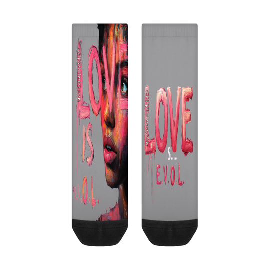 FROM "THE HOUSE OF OFFPLANETISH" E.V.O.L. Collection All-Over Print Color Matching Crew Socks