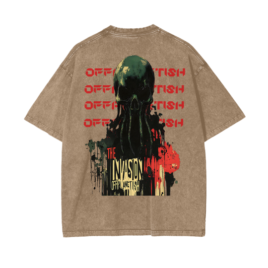 FROM “THE HOUSE OF OFFPLANETISH “ THE INVASION Acid Wash Oversize T-Shirt - 250 GSM