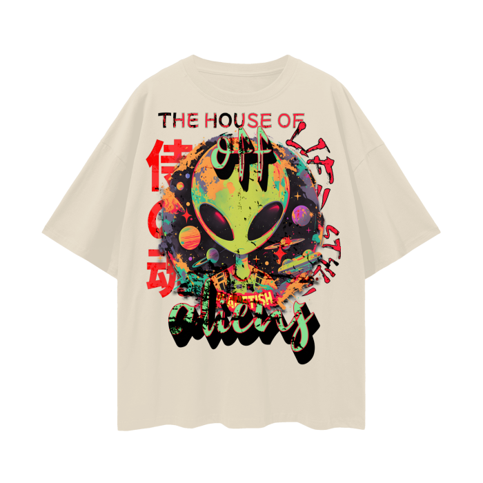 FROM "THE HOUSE OF OFFPLANETISH" THE ALIEN ART COLLECTION Oversize Deep Drop Shoulder Tee - 190 GSM