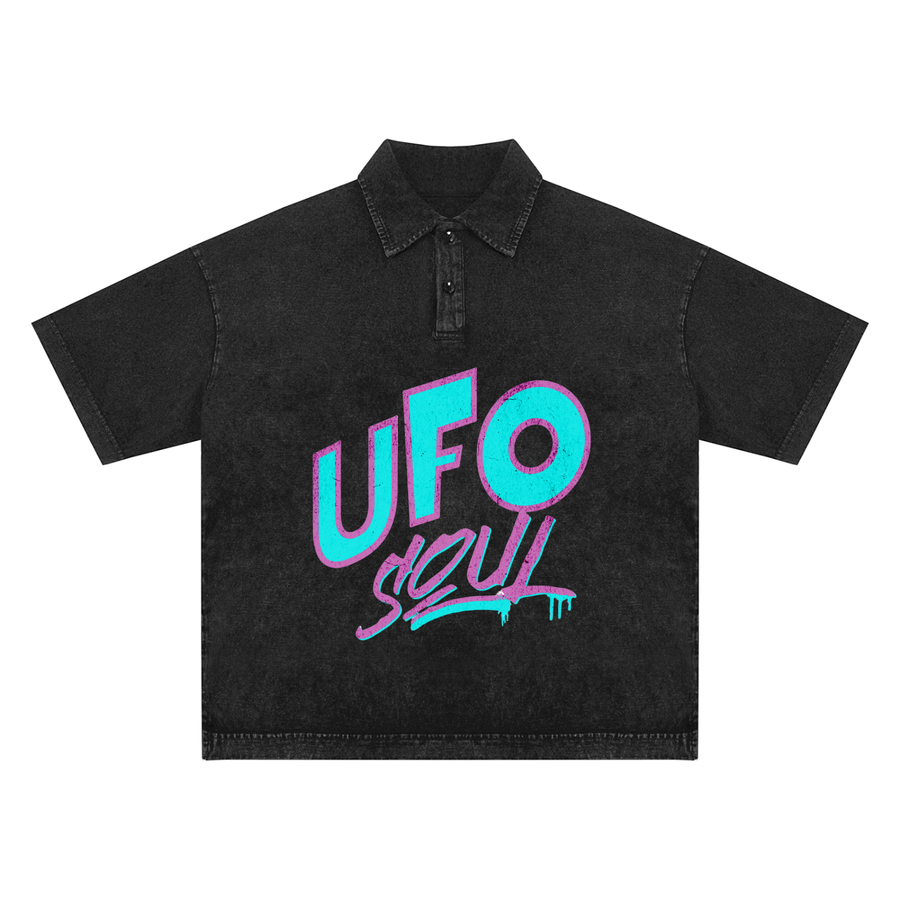 UFO Soul Classic Heavyweight Snow-Washed Polo — White