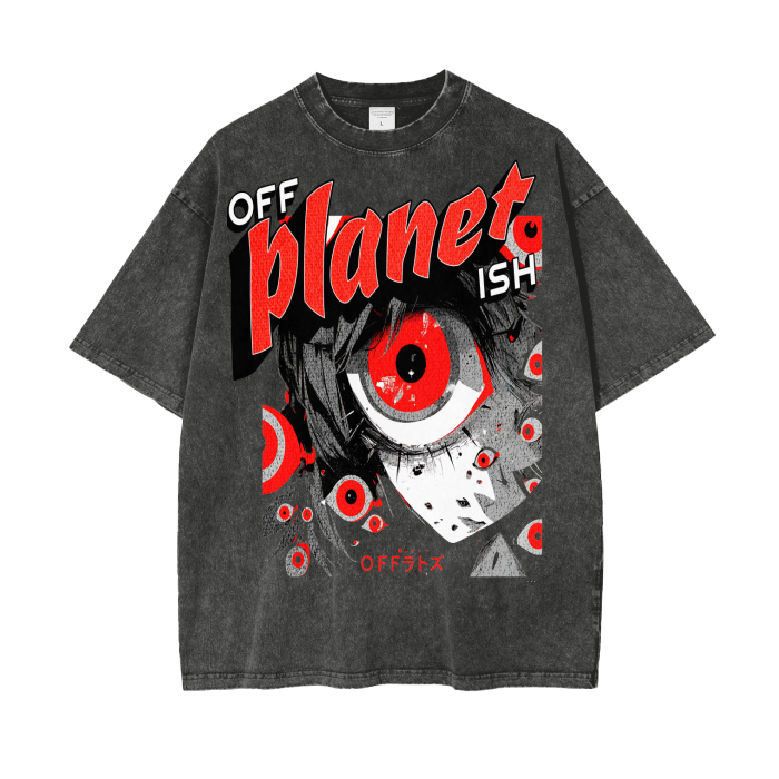 FROM "THE HOUSE OF OFFPLANETISH" THE ALIEN ART COLLECTION Acid Wash Oversize T-Shirt - 250 GSM