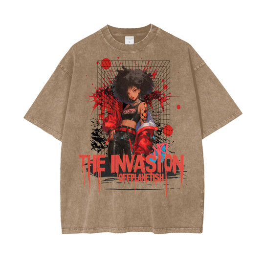 FROM”THE HOUSE OF OFFPLANETISH” THE INVASION 
Acid Wash Oversize T-Shirt - 250 GSM