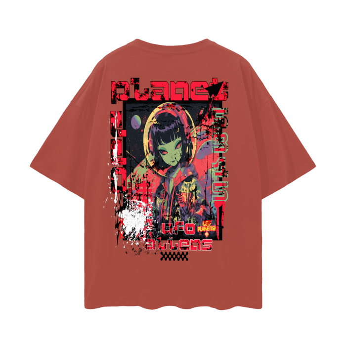 FROM "THE HOUSE OF OFFPLANETISH" THE ALIEN ART COLLECTION Oversize Deep Drop Shoulder Tee - 190 GSM