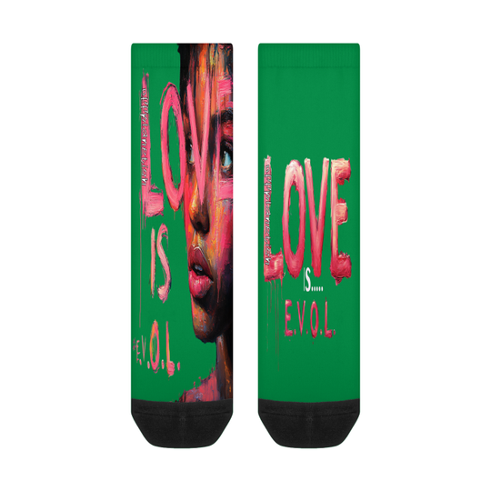 FROM "THE HOUSE OF OFFPLANETISH" E.V.O.L. Collection All-Over Print Color Matching Crew Socks