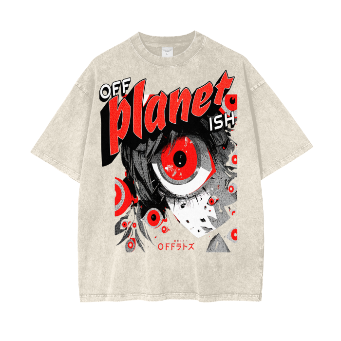 FROM "THE HOUSE OF OFFPLANETISH" THE ALIEN ART COLLECTION Acid Wash Oversize T-Shirt - 250 GSM