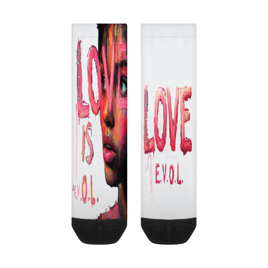 FROM "THE HOUSE OF OFFPLANETISH" E.V.O.L. Collection All-Over Print Color Matching Crew Socks