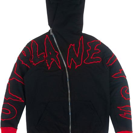 Anti-Villain Zip Hoodie — Black/Red