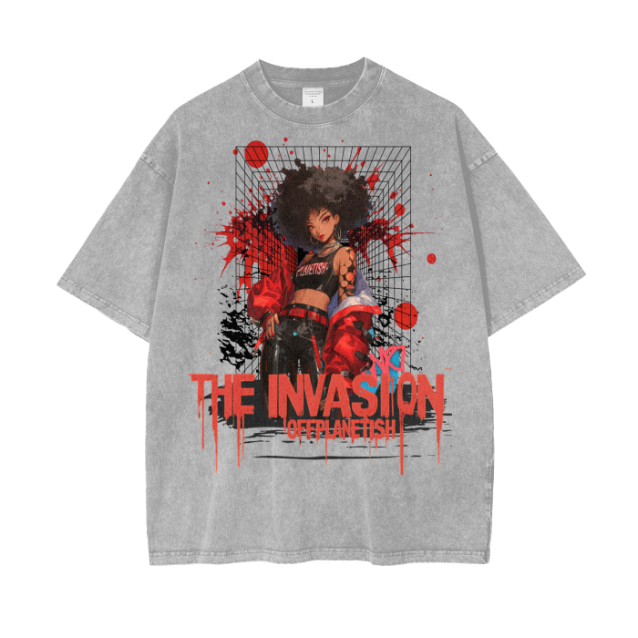 FROM”THE HOUSE OF OFFPLANETISH” THE INVASION 
Acid Wash Oversize T-Shirt - 250 GSM