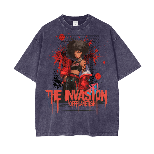 FROM”THE HOUSE OF OFFPLANETISH” THE INVASION 
Acid Wash Oversize T-Shirt - 250 GSM