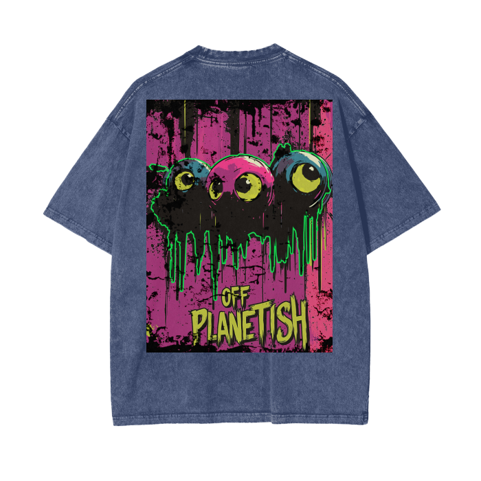 FROM “THE HOUSE OF OFFPLANETISH “ OFFPLANET ALIEN Acid Wash Oversize T-Shirt - 250 GSM