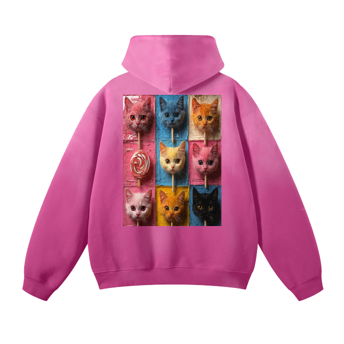 FROM “THE HOUSE OF OFFPLANETISH “ BAD KITTY Streetwear Unisex Monkey Washed Dyed Fleece Hoodie