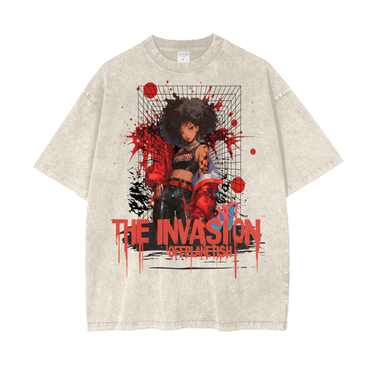 FROM”THE HOUSE OF OFFPLANETISH” THE INVASION 
Acid Wash Oversize T-Shirt - 250 GSM