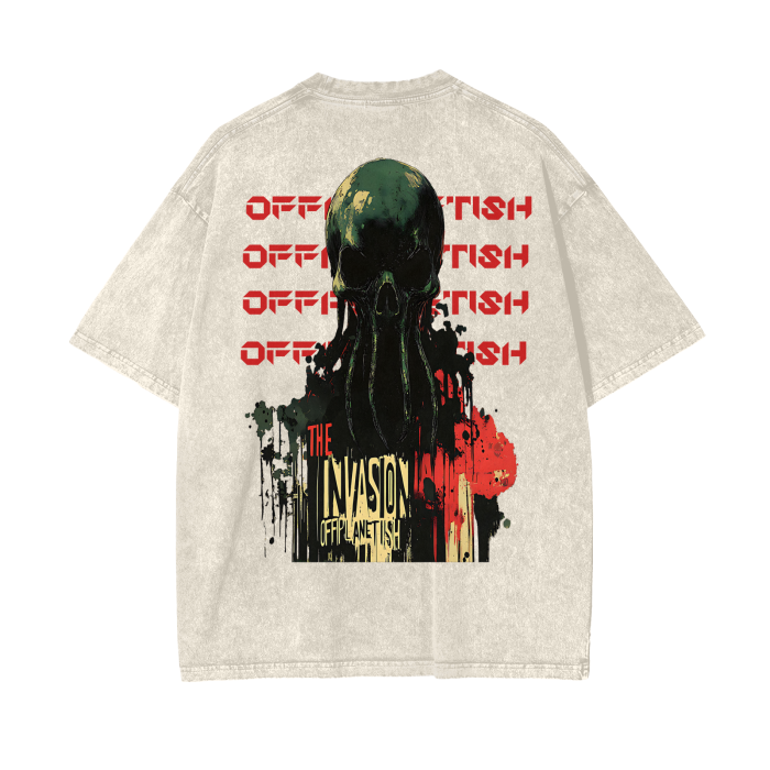 FROM “THE HOUSE OF OFFPLANETISH “ THE INVASION Acid Wash Oversize T-Shirt - 250 GSM