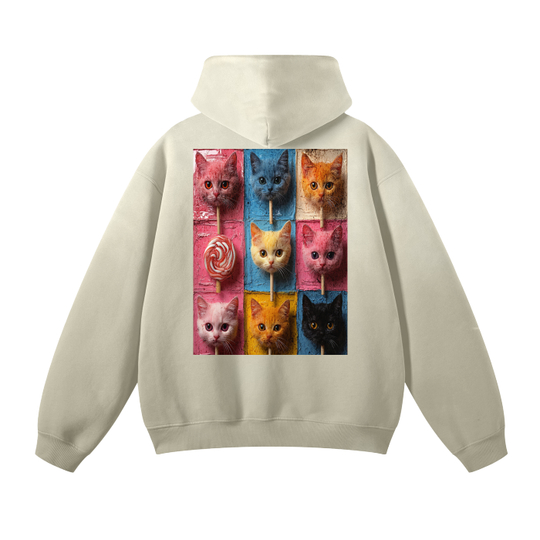 FROM “THE HOUSE OF OFFPLANETISH “ BAD KITTY Streetwear Unisex Monkey Washed Dyed Fleece Hoodie