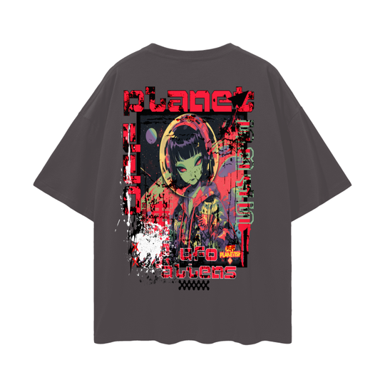 FROM "THE HOUSE OF OFFPLANETISH" THE ALIEN ART COLLECTION Oversize Deep Drop Shoulder Tee - 190 GSM