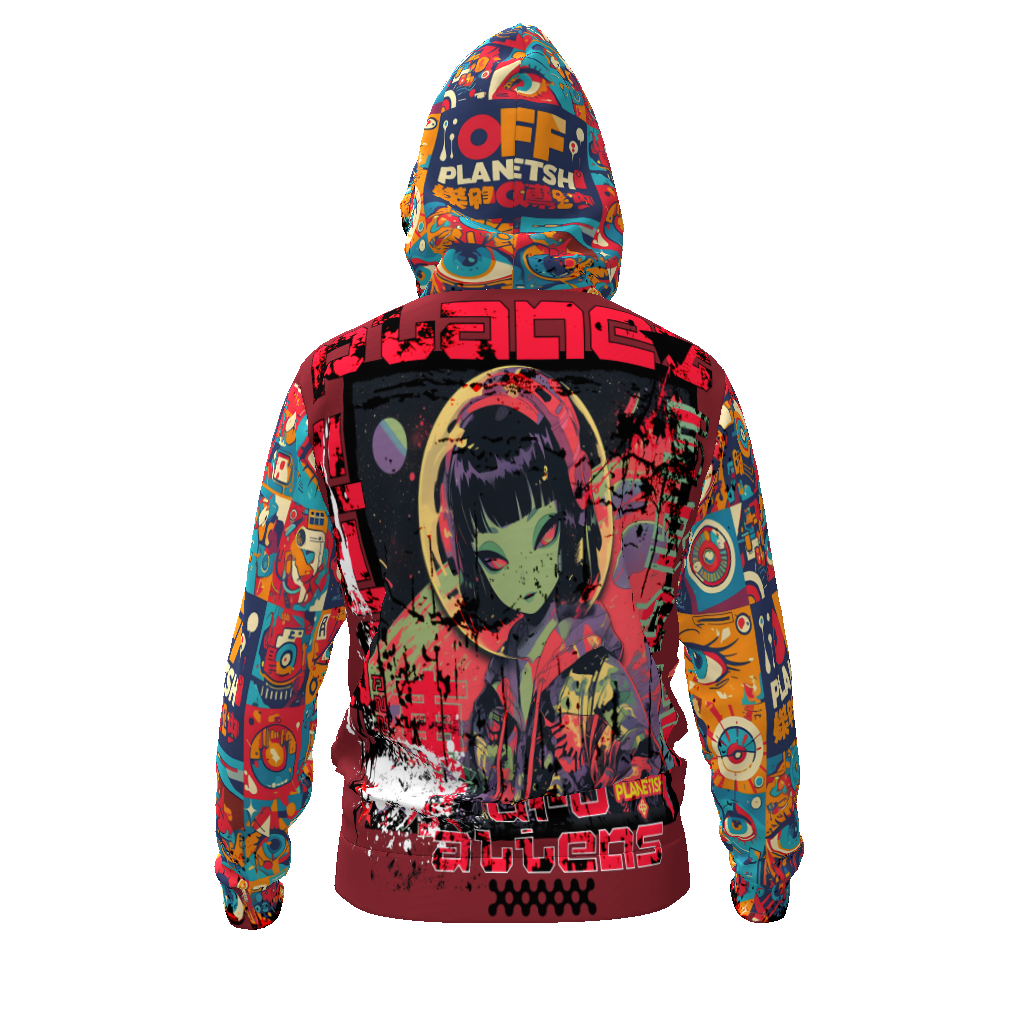 FROM "THE HOUSE OF OFFPLANETISH" THE ALIEN ART COLLECTION All-Over Print Men's Zip Hoodie