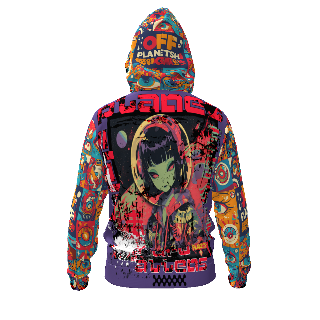 FROM "THE HOUSE OF OFFPLANETISH" THE ALIEN ART COLLECTION All-Over Print Men's Zip Hoodie