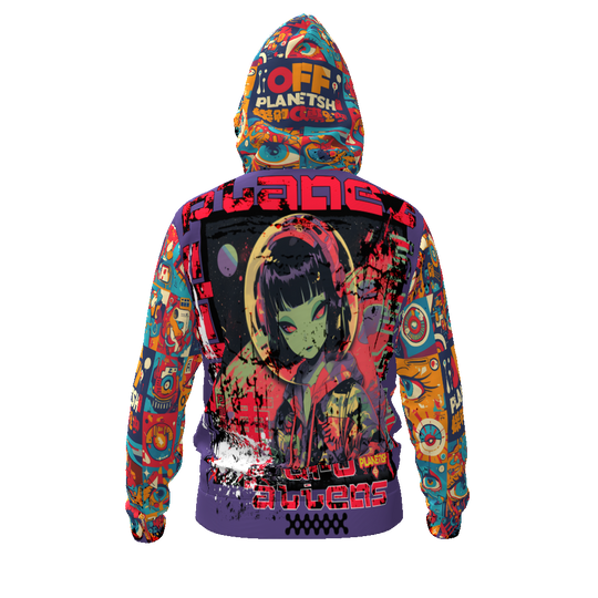 FROM "THE HOUSE OF OFFPLANETISH" THE ALIEN ART COLLECTION All-Over Print Men's Zip Hoodie