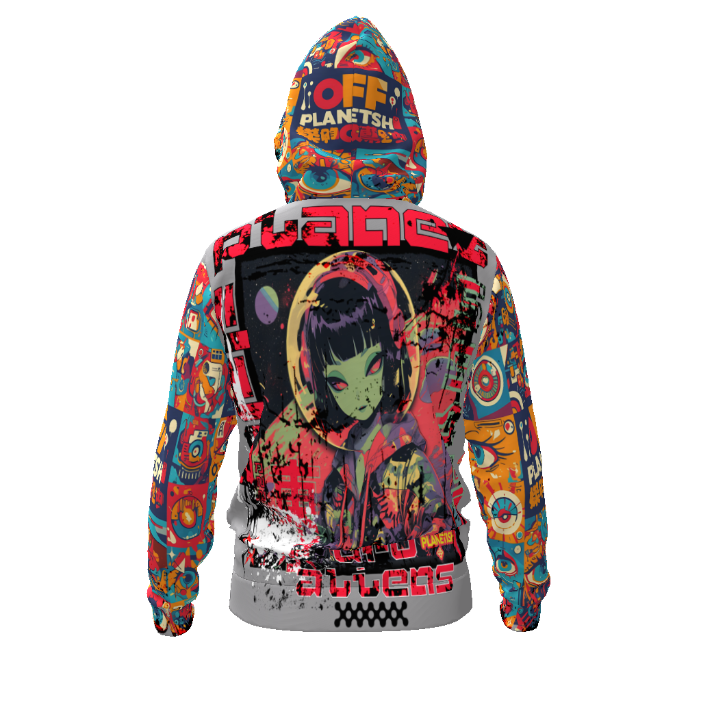 FROM "THE HOUSE OF OFFPLANETISH" THE ALIEN ART COLLECTION All-Over Print Men's Zip Hoodie