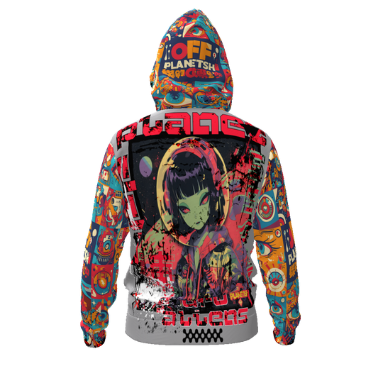 FROM "THE HOUSE OF OFFPLANETISH" THE ALIEN ART COLLECTION All-Over Print Men's Zip Hoodie