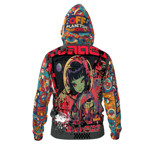 FROM "THE HOUSE OF OFFPLANETISH" THE ALIEN ART COLLECTION All-Over Print Men's Zip Hoodie