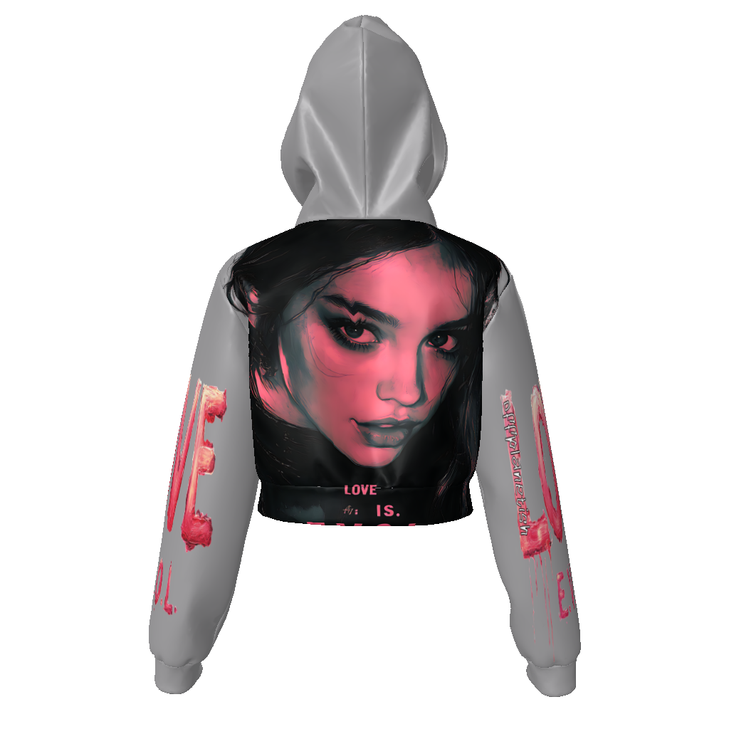 FROM “THE HOUSE OF OFFPLANETISH “ THE E.V.O.L. COLLECTION All-Over Print Women's Zip Up Crop Hoodie