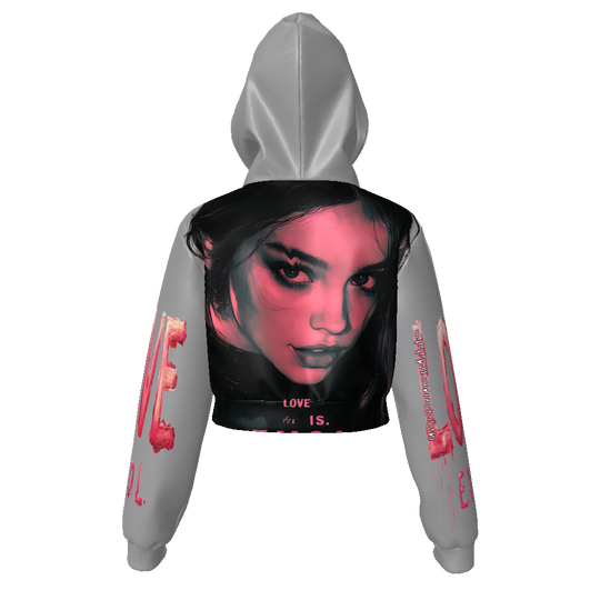 FROM “THE HOUSE OF OFFPLANETISH “ THE E.V.O.L. COLLECTION All-Over Print Women's Zip Up Crop Hoodie