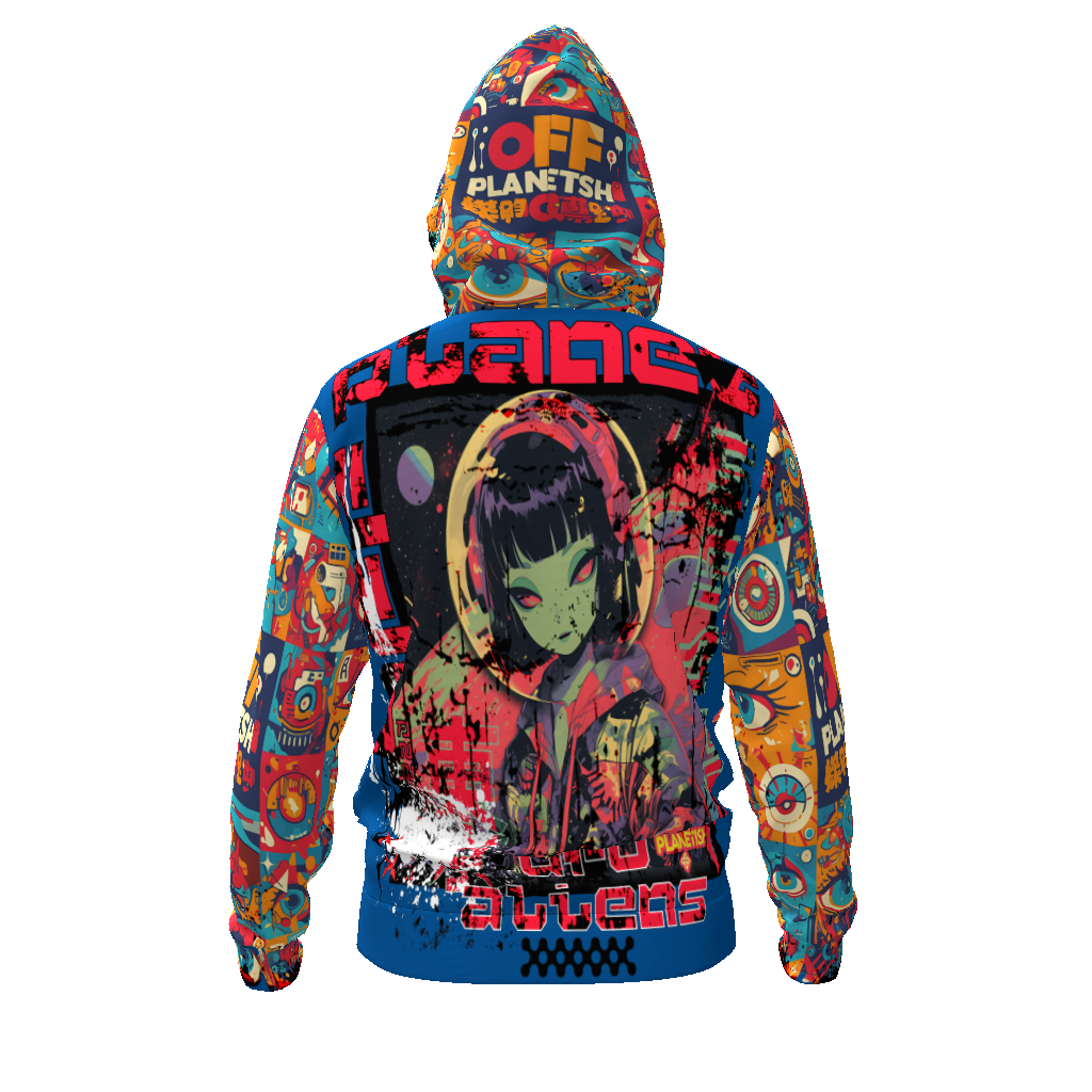 FROM "THE HOUSE OF OFFPLANETISH" THE ALIEN ART COLLECTION All-Over Print Men's Zip Hoodie