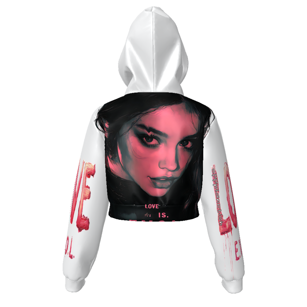 FROM “THE HOUSE OF OFFPLANETISH “ THE E.V.O.L. COLLECTION All-Over Print Women's Zip Up Crop Hoodie