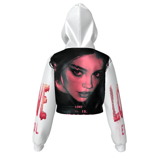 FROM “THE HOUSE OF OFFPLANETISH “ THE E.V.O.L. COLLECTION All-Over Print Women's Zip Up Crop Hoodie